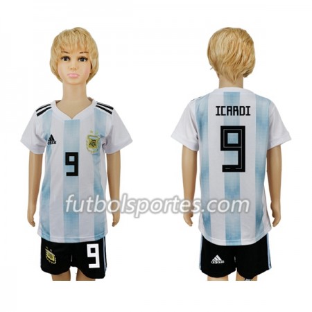 Camisetas Argentina Icardi 9 Niño Primera Equipacion Mundial 2018